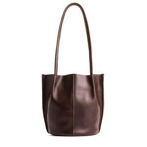 Portland Leather Tote Devan Bucket Tote in Color Grizzly
